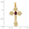 10K Yellow Gold Oval Natural Rhodolite Garnet Cross Pendant by Fine Color Jewels