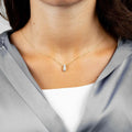 10k Yellow Gold Pave Bar Diamond Pendant Necklace by Fine Color Jewels