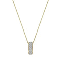 10k Yellow Gold Pave Bar Diamond Pendant Necklace by Fine Color Jewels