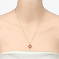 10K Yellow Gold Ruby Heart Necklace by Fine Color Jewels