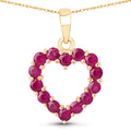 10K Yellow Gold Ruby Heart Necklace by Fine Color Jewels