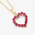 10K Yellow Gold Ruby Heart Necklace by Fine Color Jewels