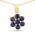 10K Yellow Gold Sapphire and Diamond Necklace by Fine Color Jewels