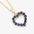 10K Yellow Gold Sapphire Heart Necklace by Fine Color Jewels