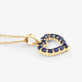 10K Yellow Gold Sapphire Heart Necklace by Fine Color Jewels