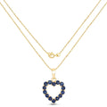 10K Yellow Gold Sapphire Heart Necklace by Fine Color Jewels