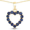 10K Yellow Gold Sapphire Heart Necklace by Fine Color Jewels