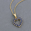 10K Yellow Gold Sapphire Heart Necklace by Fine Color Jewels