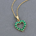 10K Yellow Gold Zambian Emerald Heart Necklace by Fine Color Jewels