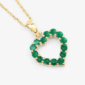10K Yellow Gold Zambian Emerald Heart Necklace by Fine Color Jewels