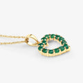 10K Yellow Gold Zambian Emerald Heart Necklace by Fine Color Jewels