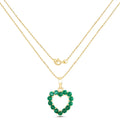 10K Yellow Gold Zambian Emerald Heart Necklace by Fine Color Jewels