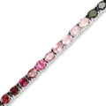 11.16 Ct Oval Multicolor Ombre Tourmaline Prong Sterling Silver Tennis Bracelet by Fine Color Jewels