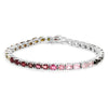 11.16 Ct Oval Multicolor Ombre Tourmaline Prong Sterling Silver Tennis Bracelet