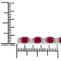 11.44 Ct Oval Pink Ruby & Diamond Prong 14K White Gold Alternating Bar Accent Box Clasp Tennis Bracelet by Fine Color Jewels