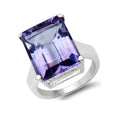 11.47 Ct Octagon Purple Amethyst Prong Silver Bold Solitaire Statement Ring by Fine Color Jewels