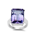 11.47 Ct Octagon Purple Amethyst Prong Silver Bold Solitaire Statement Ring by Fine Color Jewels