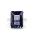 11.47 Ct Octagon Purple Amethyst Prong Silver Bold Solitaire Statement Ring by Fine Color Jewels