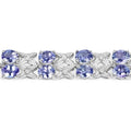 11.88 Ct Oval Violet Tanzanite Prong Sterling Silver Two Row X-Link Crossover Bracelet by Fine Color Jewels