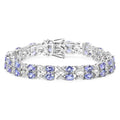 11.88 Ct Oval Violet Tanzanite Prong Sterling Silver Two Row X-Link Crossover Bracelet by Fine Color Jewels