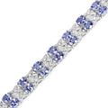 11.88 Ct Oval Violet Tanzanite Prong Sterling Silver Two Row X-Link Crossover Bracelet by Fine Color Jewels