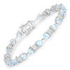 11 Ct Heart Blue Topaz Prong Silver Tennis Bracelet