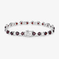 11 Ct Heart Red Garnet and Diamond Prong Silver Tennis Bracelet by Fine Color Jewels