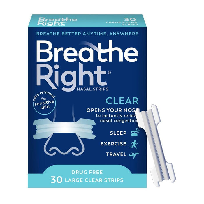 Breathe Right Nasal Strips Clear For Sensitive Skin Large by Pasteur Pharmacy
