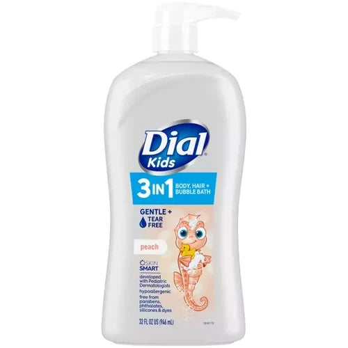 Dial Kids 3-in-1 Body+Hair+Bubble Bath, Peach, 32 Fl Oz by Pasteur Pharmacy