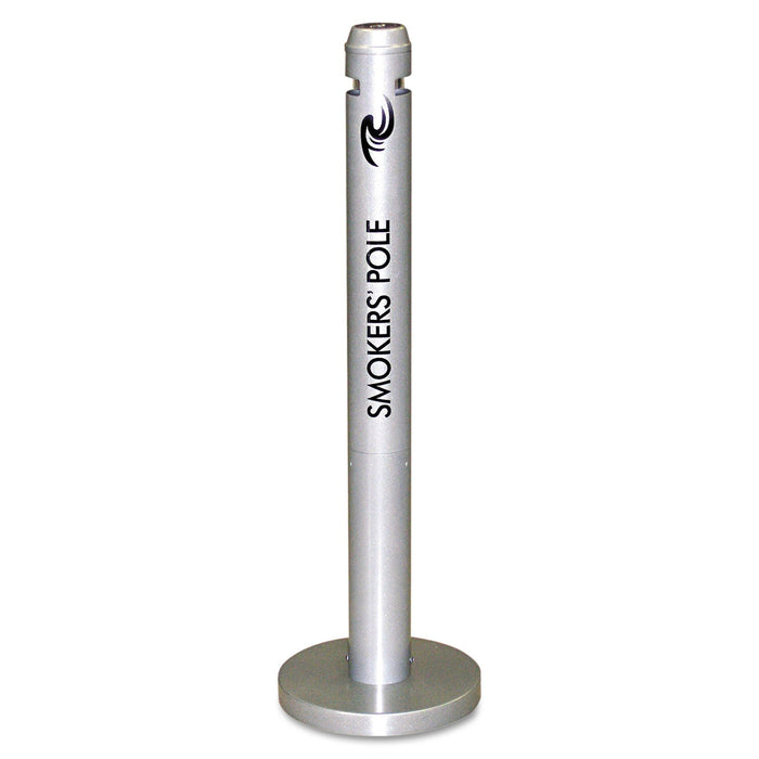 Rubbermaid Smoker's Pole, Round, Steel, 0.9 gal, 4 dia x 41h, Silver