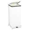 Rubbermaid Defenders Biohazard Step Can, Square, Steel, 13 gal, White