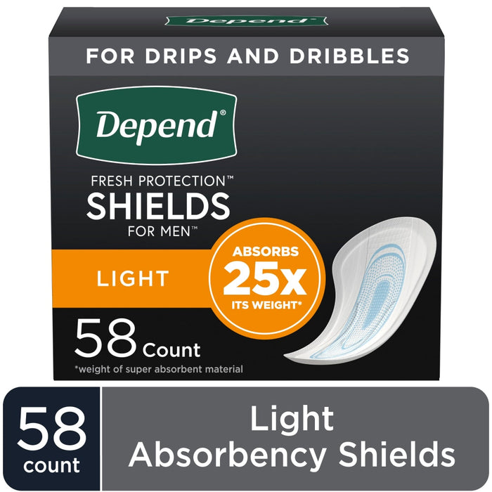 Depend Shields for Men, Incontinence Pads with Light Absorbency, 58 Count by Pasteur Pharmacy