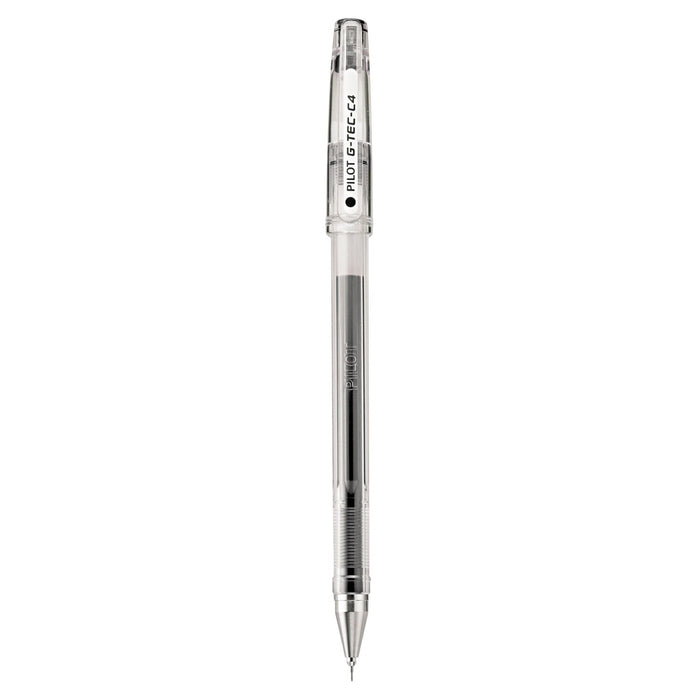 Pilot G-TEC-C Ultra Gel Pen, Stick, Extra-Fine 0.4 mm, Black Ink, Clear Barrel, Dozen