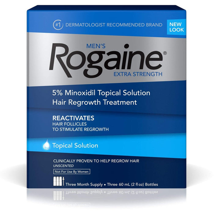 Rogaine Men Extra Strength Unscented Hair Regrowth Treatment Bottle 3Ea by Pasteur Pharmacy