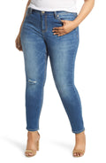 Seven7 Plus Size Rocker Deconstructed Skinny Jeans, Womens, Size 14W by Vanessa Jane
