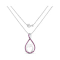 0.50 Ct Round Pink Lab Grown Ruby Prong Silver Mom Heart Pendant Necklace by Fine Color Jewels
