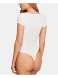 Free People Women's Short Sleeve V Neck Body Suit Top by Vanessa Jane