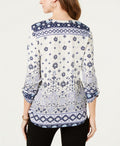 Style & Co Petite Split Neck 3/4-Sleeve Printed Shirt Size PXL by Vanessa Jane