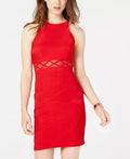 Emerald Sundae Juniors Illusion-waist Bodycon Red, Size XXS by Vanessa Jane