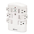 Innovera Wall Mount Surge Protector, 6 AC Outlets, 2,160 J, White