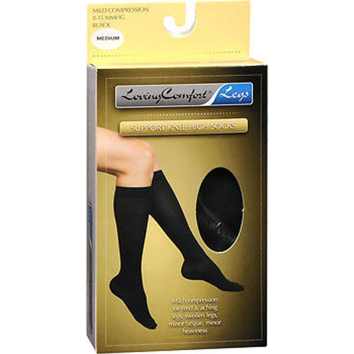 Loving Comfort Support Knee High Socks Mild Medium Black - 1 Pr by Pasteur Pharmacy