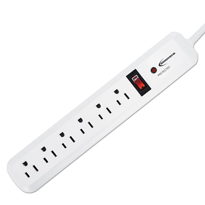 Innovera Surge Protector, 6 AC Outlets, 4 ft Cord, 540 J, White