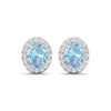 Genuine Aquamarine and Diamond Studs Earrings