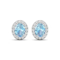 Genuine Aquamarine and Diamond Studs Earrings by Fine Color Jewels