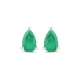 0.70 Ct Pear Green Zambian Emerald Prong 10K Stud Earrings by Fine Color Jewels