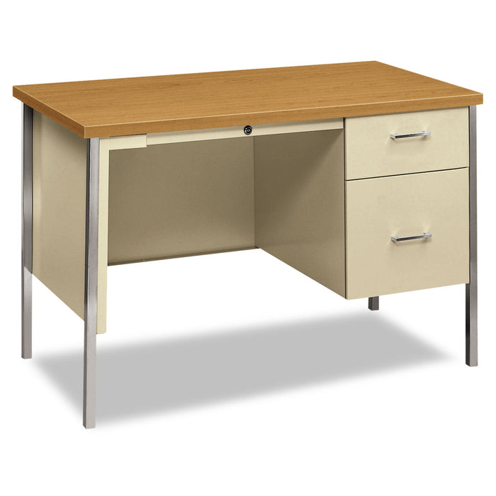 HON 34000 Series Right Pedestal Desk, 45.25" x 24" x 29.5", Harvest/Putty