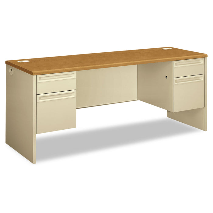 HON 38000 Series Kneespace Credenza, 72w x 24d x 29.5h, Harvest/Putty