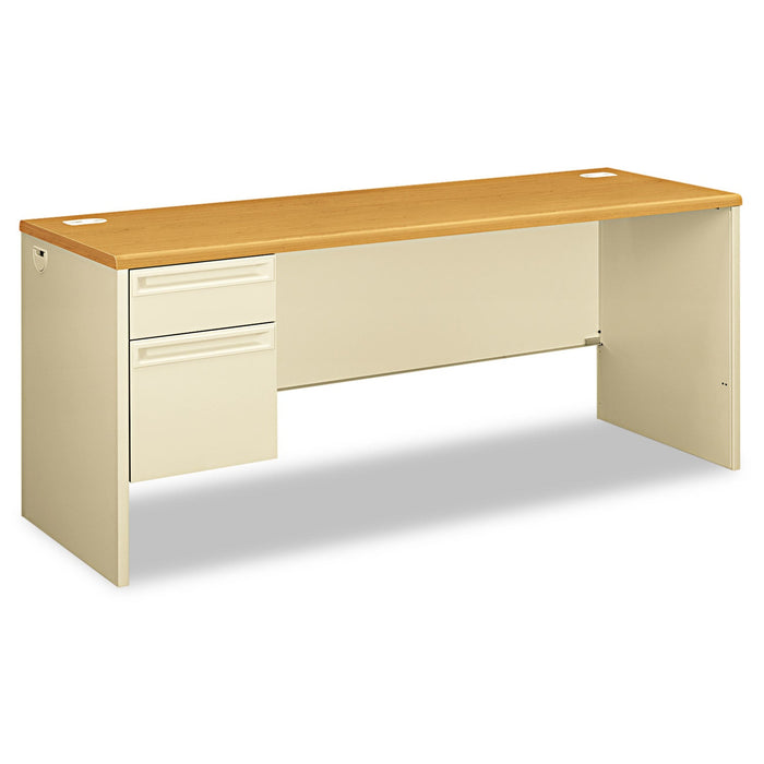 HON 38000 Series Left Pedestal Credenza, 72w x 24d x 29.5h, Harvest/Putty