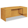 HON 10500 Series Bow Front Double Pedestal Desk, 72" x 36" x 29.5", Harvest