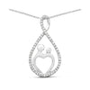 0.34 Ct Round White Diamond Prong Silver Mom Heart Pendant Necklace